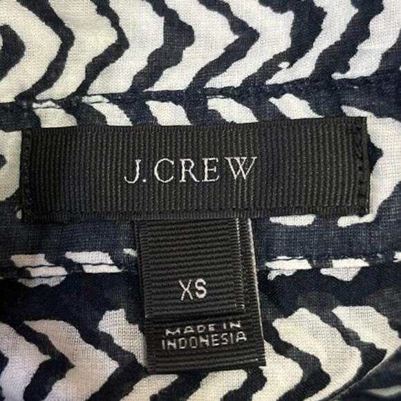 J. Crew Black White Chevron Striped Button Down Long Sleeve Tunic Blouse Top XS - Picture 3 of 4